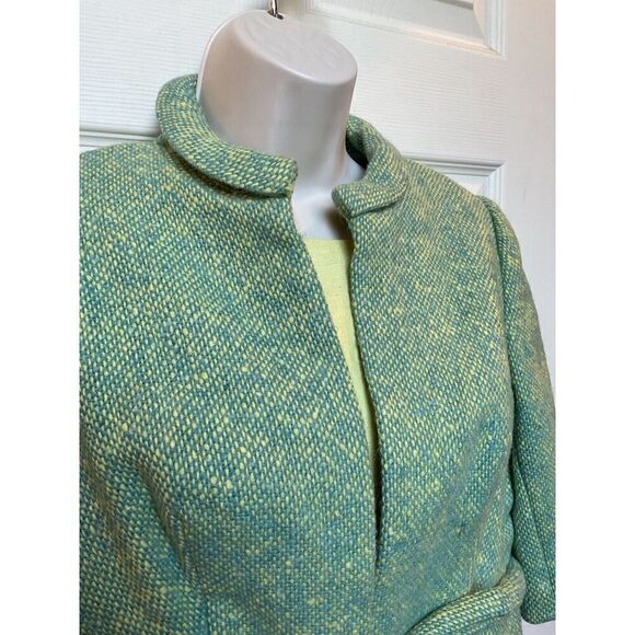 Miss Bergdorf Goodman Dress Set With Jacket Size Small Blue Yellow Spring - Picture 4 of 16